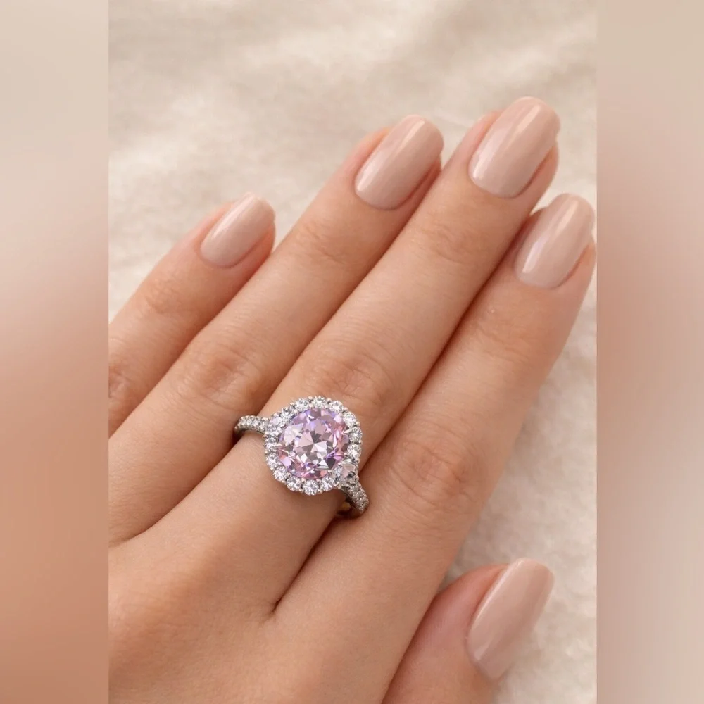 Luxury Pink And White Sapphire Ring.